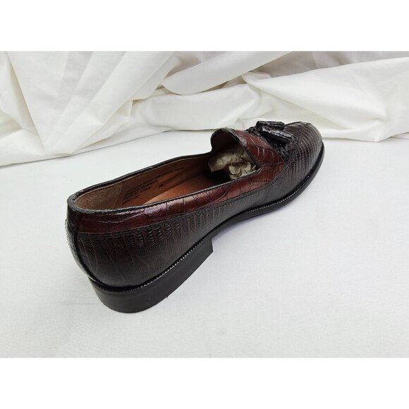 Stacy Adams Genuine Snake Size 9M Mens Brown Slip On Tassel Accent Loafers NIB main image 15